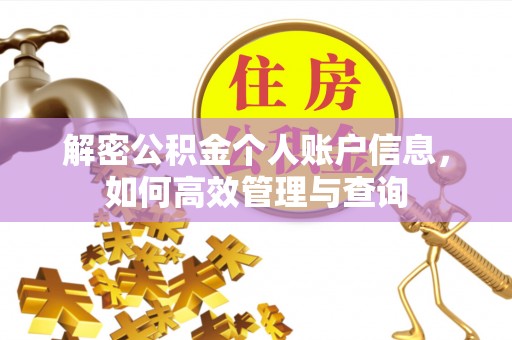盘锦解密公积金个人账户信息，如何高效管理与查询
